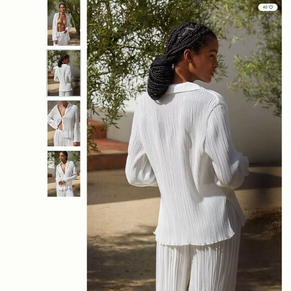 Anthropologie Plisse Buttondown Shirt - Picture 3 of 4